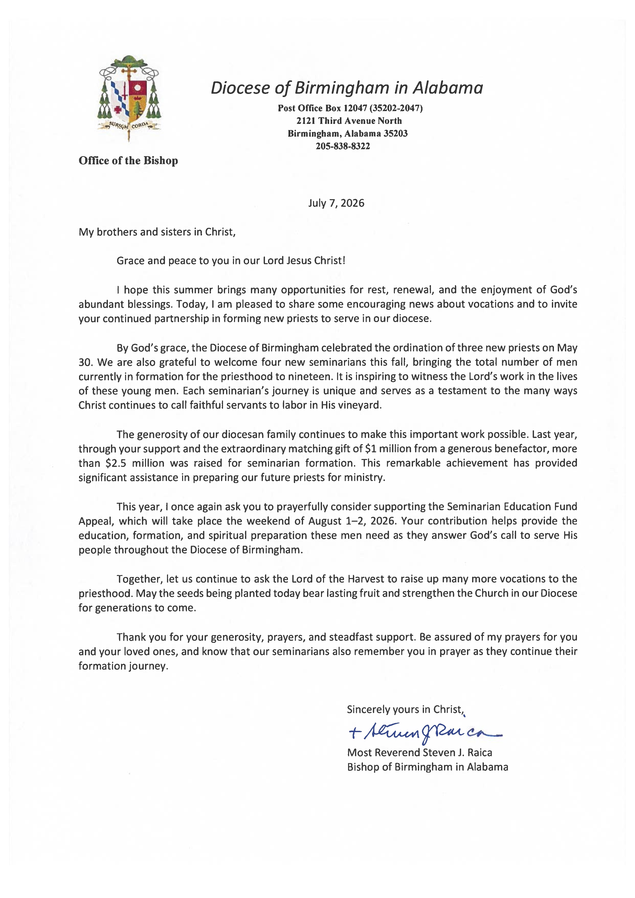 letter from the bishop